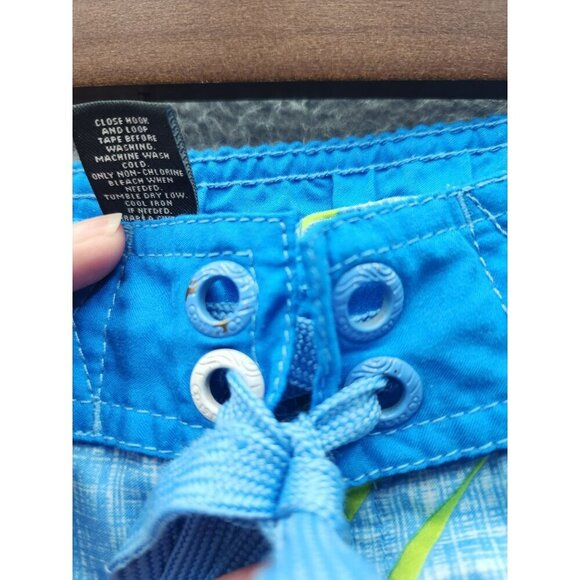 Mens OP Blue Hawaiian Floral Swim Trunks M (32-34) Polyester Lightweight - Picture 2 of 8